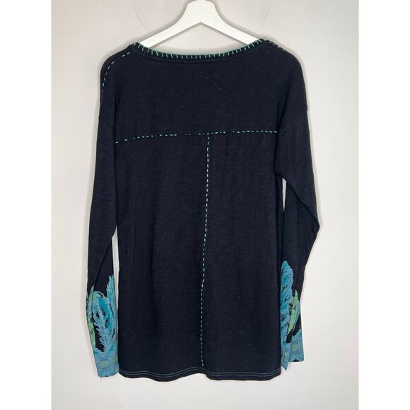 Double-D Ranch Handpainted Beaded Cotton Western Tunic Black/Blue Small - Picture 9 of 9